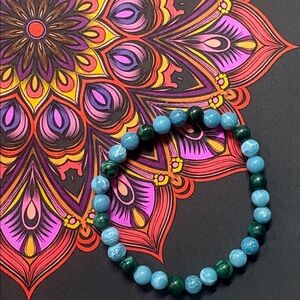 Larimar and Malachite Stretch Bracelet